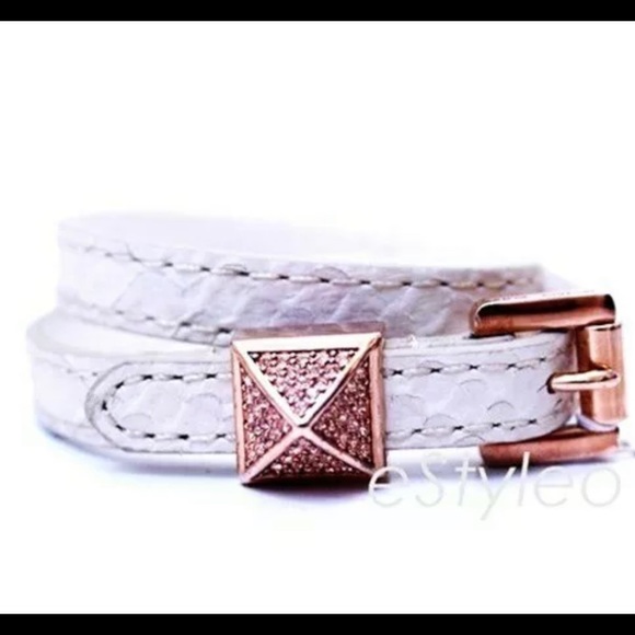 Michael Kors Double Wrap Leather Bracelet White - Picture 2 of 4